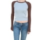 thumbnail image 1 of Txlixc Pullover de mujer, cuello redondo de contraste, manga de raglan larga, adecuado para la primavera y el otoño Txlixc moda, 1 of 3