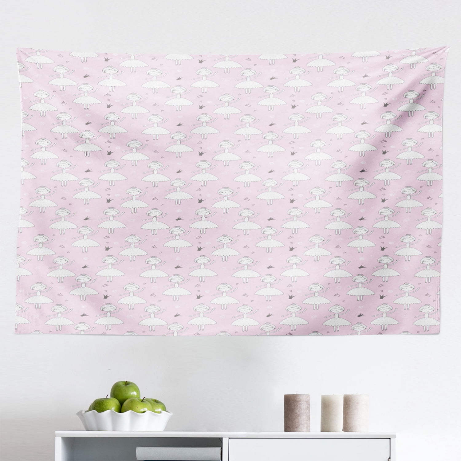 Ballerina Tapestry, Blossoming Roses and Tender Dancer Silhouettes on ...