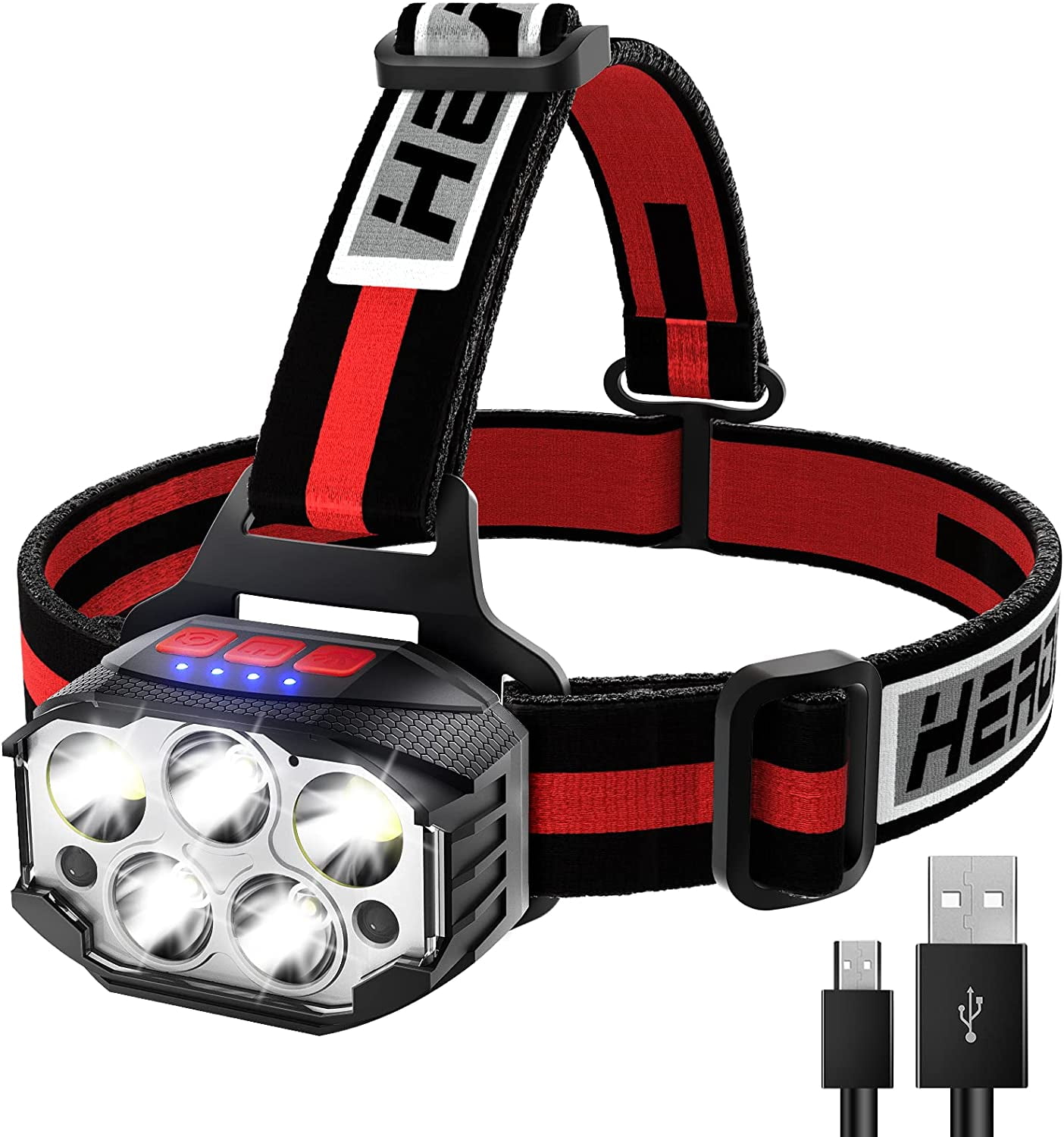LED Headlamp Rechargeable, 1100Lumen Bright Motion Sensor Head lamp Flashlight with Red Light, 14 Modes Waterproof Headlight