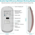 thumbnail image 4 of Mouse for MacBook Wireless Bluetooth Laptop Air Mac Pro Rechargeable Silent PC iPad Optical with Dual Mode Switch 5.2/3.0 and 2.4GHz USB Type-C Receiver Rose Gold, 4 of 4