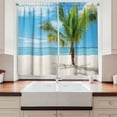 thumbnail image 2 of Ambesonne Tropical Kitchen Curtains, Coconut Palm at Beach, 55"x45", Blue Cream Green, 2 of 3