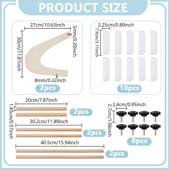 Adjustable Embroidery Table Stand Cross Stitch Hoop Stand Wooden Embroidery Hoop Holder for Lap or Table Top Cross Stitch Needlepoint Embroidery Tapestry 7.87/11.89/15.94inch