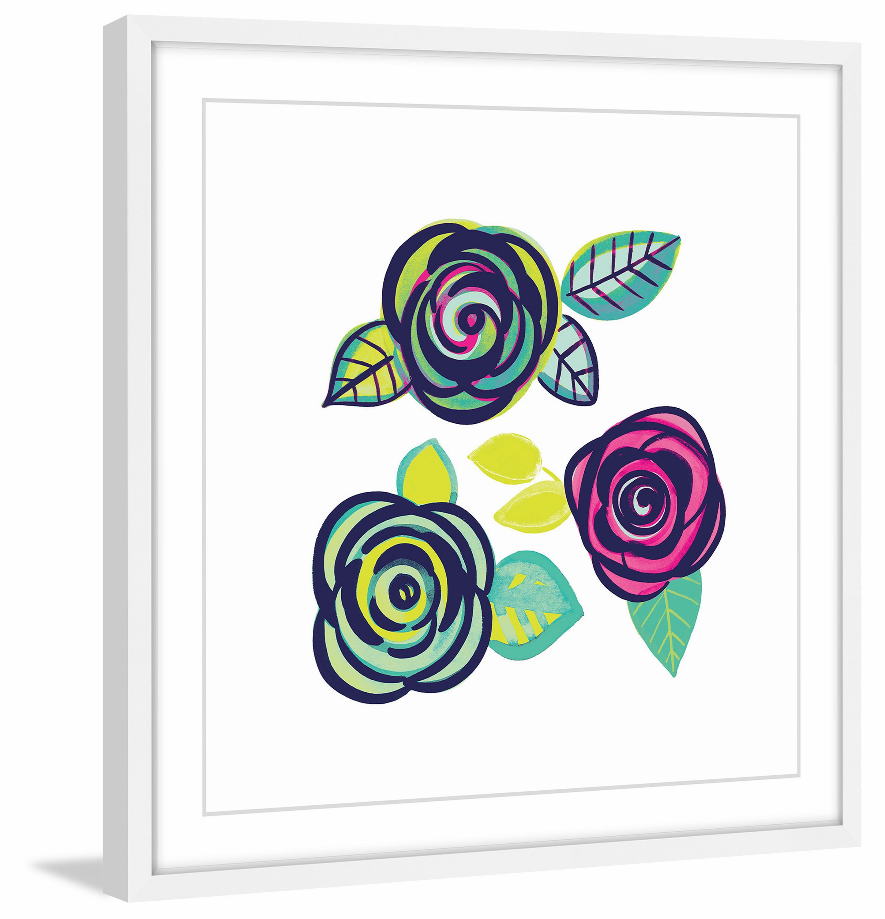 "Triple Flowers" Framed Painting Print