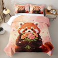 thumbnail image 2 of Manfei Cartoon Animal Print Bed Spread Queen,Pretty Floral Print Queen Coverlet Set,Pink,3-Piece, 2 of 7