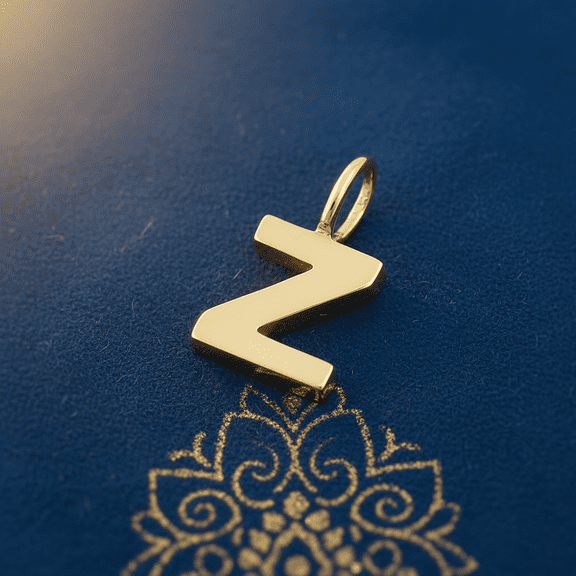 Vinali 14K Solid Yellow Gold Z Initial Pendant for Women & Teens
