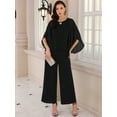 thumbnail image 3 of DARING DIVA Women's 2 Pieces Chiffon Top Mother of Bride Pants Suits M Black, 3 of 6