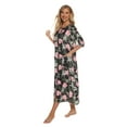 thumbnail image 6 of Eternatastic Womens Zipper Robe Half Sleeves Loungewear Dress Full Length Sleepwear Pockets Housecoat Nightgown Long Bathrobe, 6 of 7