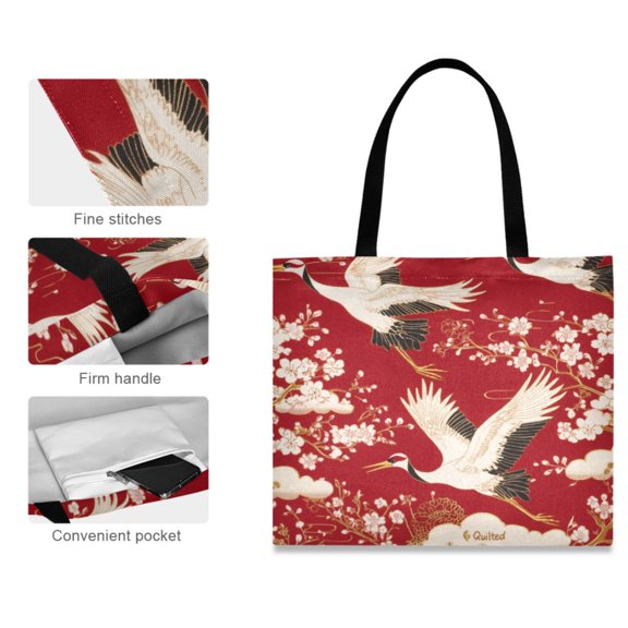 Canvas Tote Bag for Women Girls Design Print Crane Dance Tote