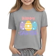 thumbnail image 6 of SERTG Girls Easter Floral Bunny Print Short Sleeve T Shirt Soft Lightweight Crew Neck Tee Casual Regular Fit Breathable Comfortable Spring Top Fashion Holiday T Shirt(Gray#1,9-10 Years), 6 of 8