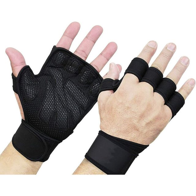 Manoplas deportivas acolchadas de cuero con muñequera - antideslizantes y ventiladas - para levantamiento de pesas, dominadas, entrenamiento, patinaje sobre ruedas, mujeres y hombres L TUNC Sencillez