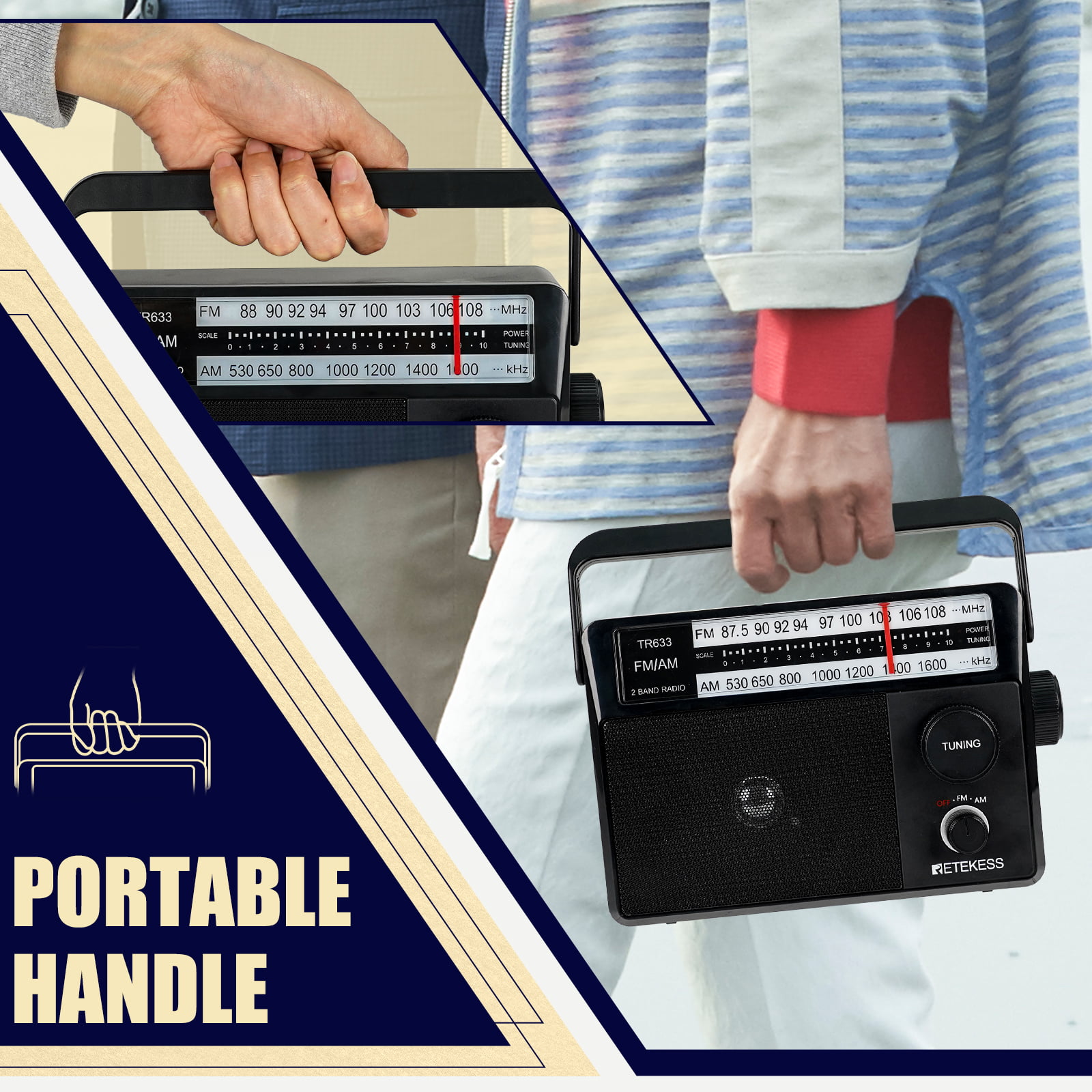 Retekess TR103 Mini Radio de Poche, Radio Portable FM MW SW, Radio Lecteur  MP3 DSP Récepteur Numérique avec Batterie Rechargeable