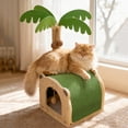 thumbnail image 5 of Qiyester Coconut Tree Shaped Wooden Cat Scratching Board Toy with Hanging Ball, Indoor Interactive Wooden Cat Bed Suitable for Small to Medium-Sized Cats, 5 of 7