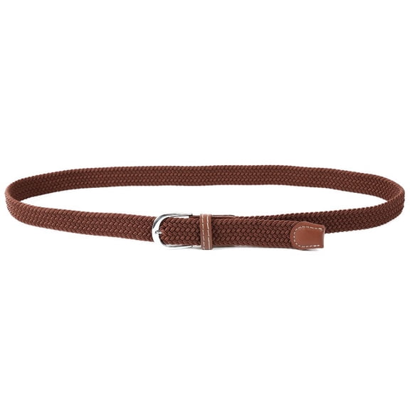 Unisex Men Women Skinny Canvas Fabric Elastic Braided Belt Stretch Woven Jeans Belt