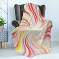 thumbnail image 4 of Pastel Soft Flannel Fleece Blanket, Abstract Sunburst Design Wavy Lines Sixties Seventies Style Psychedelic Retro Rays, Cozy Plush for Indoor and Outdoor Use, 60" x 80", Multicolor, by Ambesonne, 4 of 5