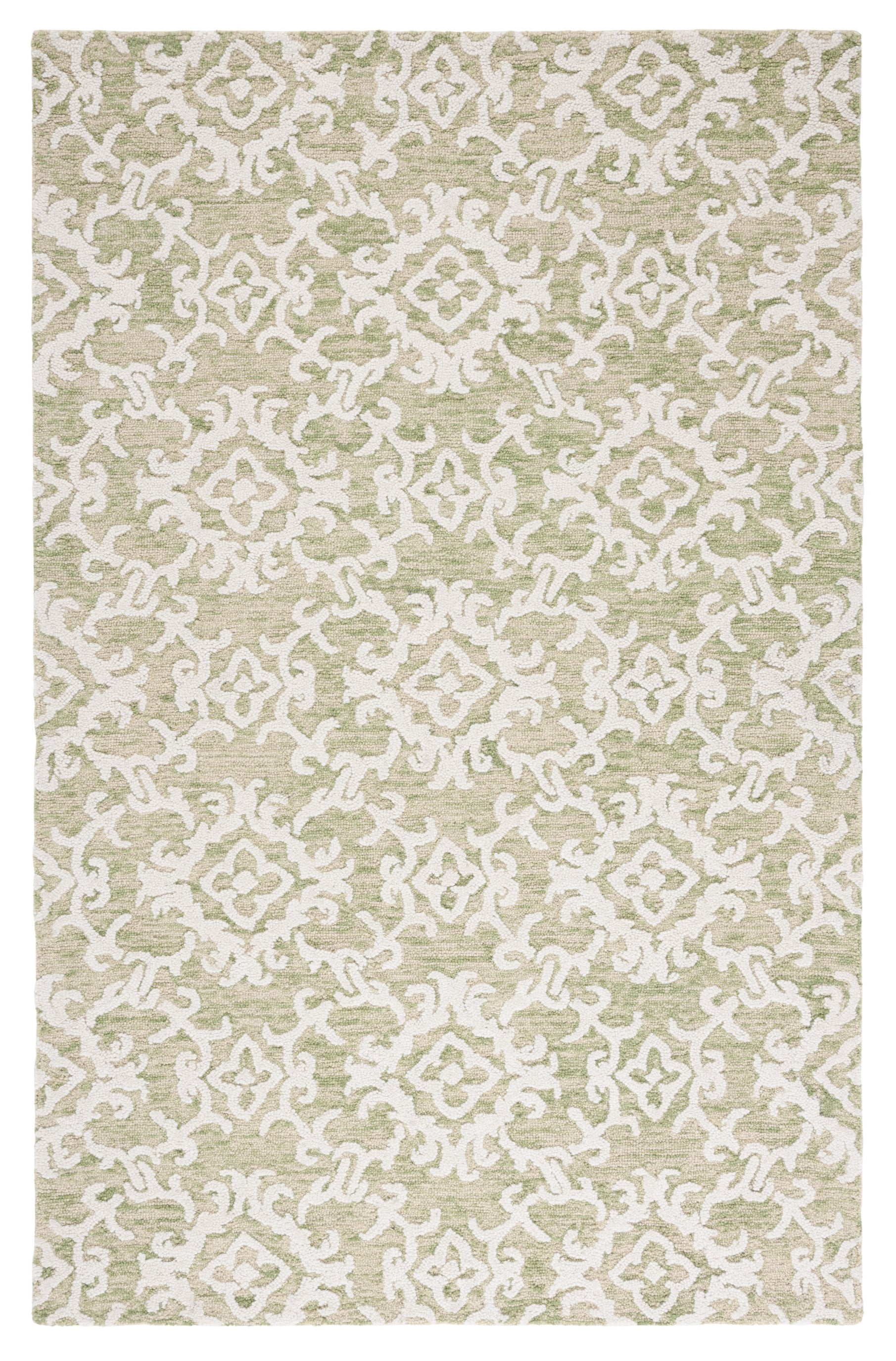 SAFAVIEH Blossom Cletus Damask Area Rug, Light Green/Ivory, 5' x 8'