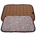 thumbnail image 1 of Summer Dog Mat DoubleSided Pet Cooling Cushion Soft Breathable Cat Sleeping Bed(Coffee Color Footprint L), 1 of 4
