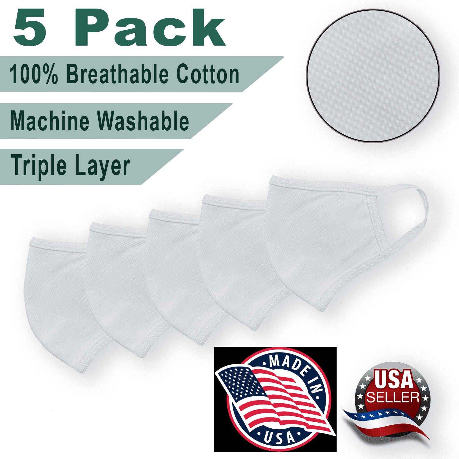 Details about   AllMade Reusable/Washable Face Mask Red/White/Blue 3 pack One Size Fits Most 