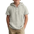 thumbnail image 1 of Akiihool Chemises pour Enfants Garçons Garçons Manches Courtes T-Shirts d'Été à Col Rond pour Enfants Décontractés Basiques en Coton Unis Hauts (Beige, 7-8 Ans), 1 of 2