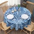 thumbnail image 3 of Blue Paisley Pattern Round Tablecloth 60"x60",Wrinkle Wipeable Table Cloth for Kitchen Dining Room Picnic Patio Party, 3 of 6