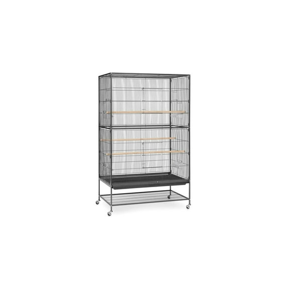 HomeStock French Fabulous Iron Flight Cage with Elegant Ironwork, Spacious Interior, Durable Construction, and Ample Room for Birds to Fly, Play,-Color:Black,Size:60" H