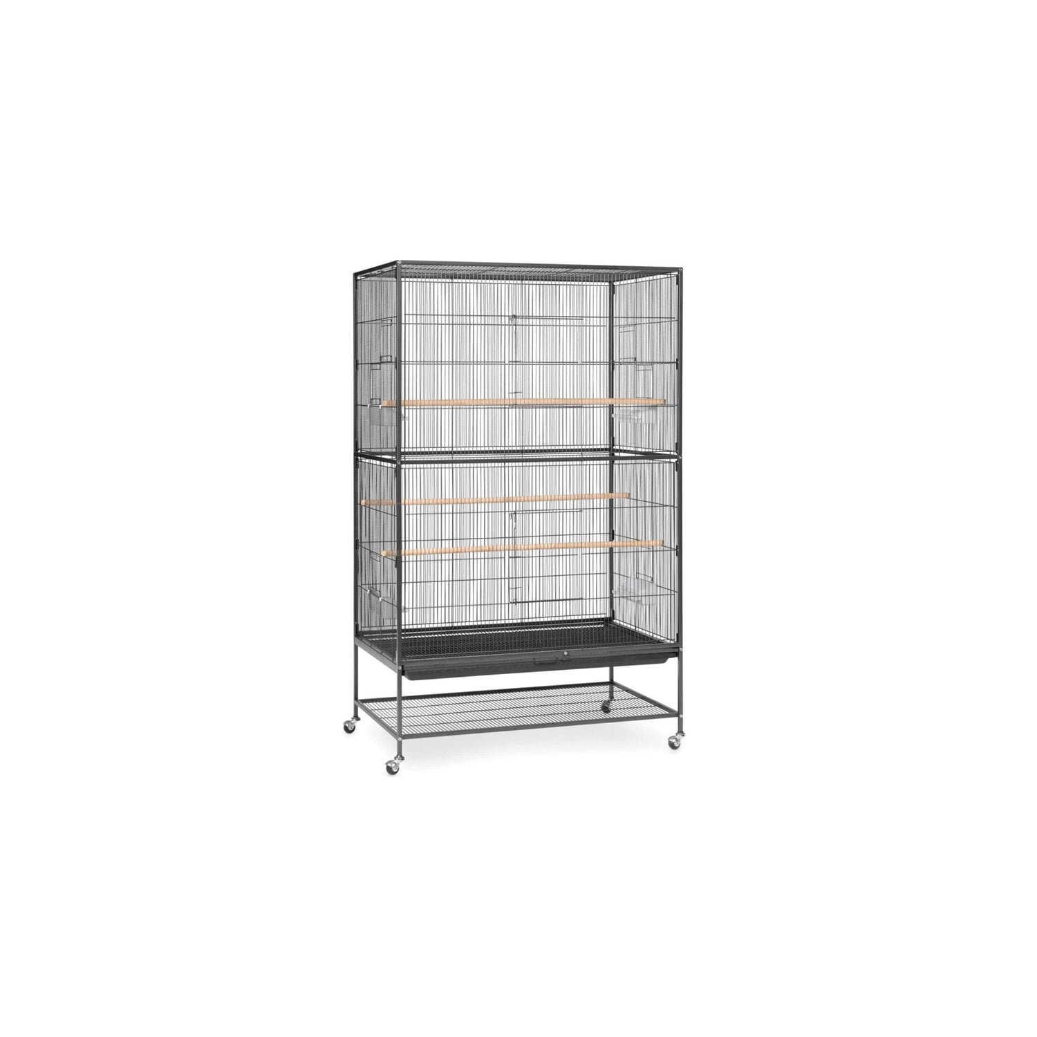 HomeStock French Fabulous Iron Flight Cage with Elegant Ironwork, Spacious Interior, Durable Construction, and Ample Room for Birds to Fly, Play,-Color:Black,Size:60" H