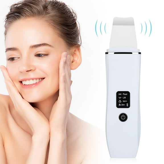 ROMYSE Ultrasonic Skin Scrubber,Wireless Ultrasonic Exfoliating Skin Scrubber, 4 Modes for Deep Clean, Pore Extraction,Anti-Aging Lift,Blackhead Remover Tools White