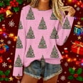 thumbnail image 4 of shqvo Christmas Sweaters for Women Hollow Knitted Graphic Sweaters Boat Neck Imitation Sweater Pullovers Long Sleeve Boho Tops Xmas Holiday Clothes, 4 of 5