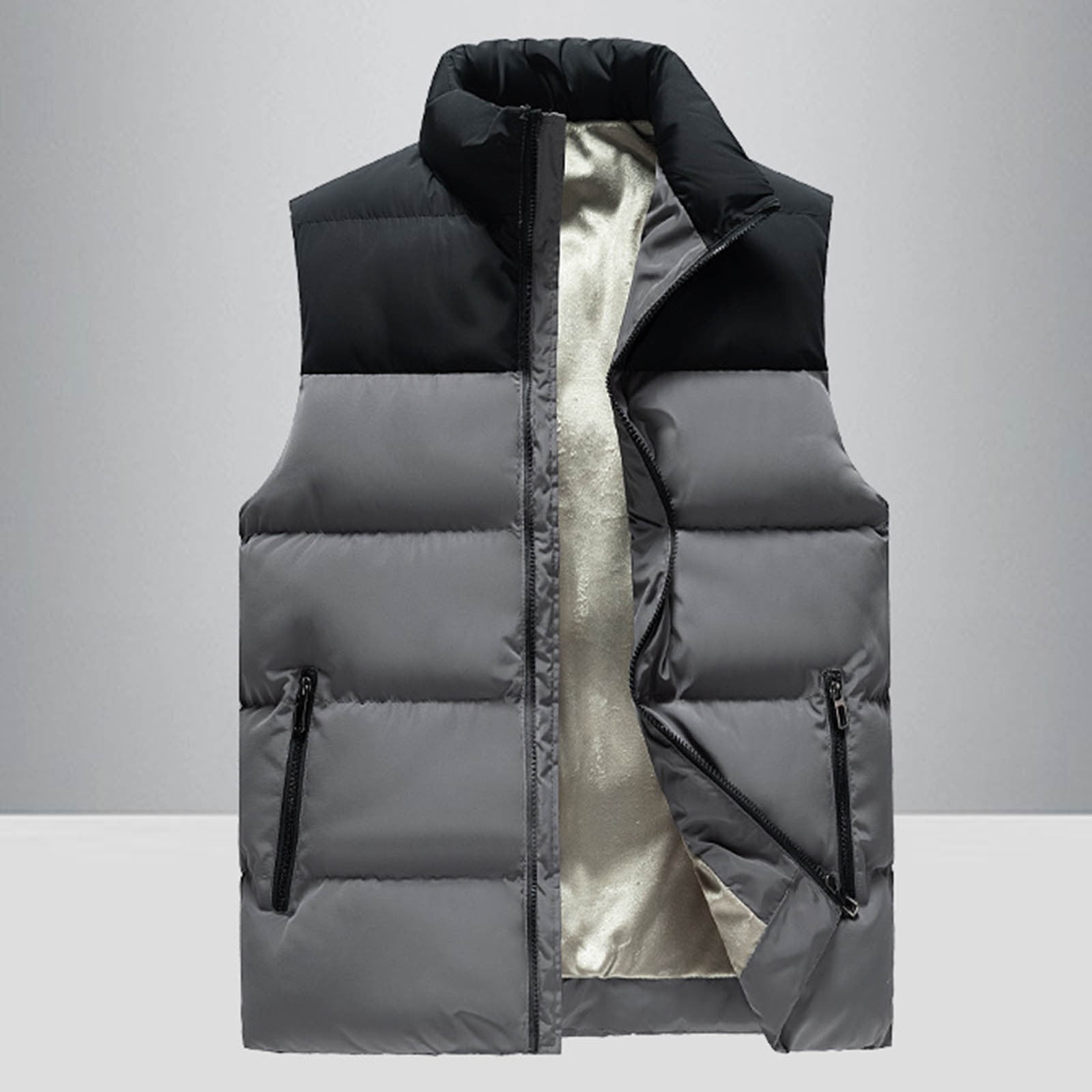 VSSSJ Men's Full-Zip Waistcoats Big and Tall Color Block