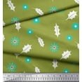 thumbnail image 3 of Soimoi Green Cotton Poplin Fabric Star & Holly Leaves Print Fabric by the Yard 42 Inch Wide, 3 of 3
