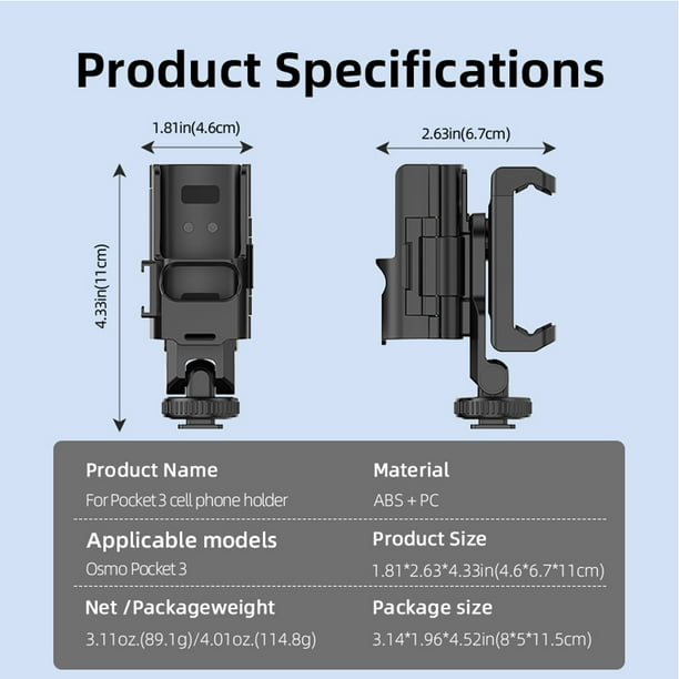 Marco adaptador de tornillo de rosca de 1/4 pulgadas con bisel protector para cámara DJI Osmo Pocket 3