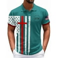 thumbnail image 2 of Mlqidk Short Sleeve Polo Shirts for Men American Flag Golf Shirt 4th Of July Christian Cross Tees Casual Quick Dry Big and Tall Collared Shirts Green L, 2 of 5