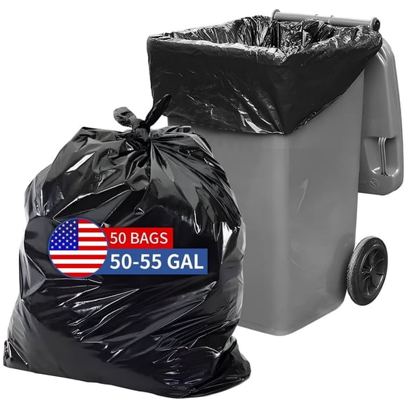 HAOAN 50 Gallon Small Trash Bags 100 Counts Wastebasket Bags Extra Thick Unscented Garbage Bags for Bathroom Bedroom Office Kitchen Home Black