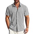 thumbnail image 1 of Camisa MAPICK para hombre, playa y verano, lino elástico, gris claro, 1 of 6