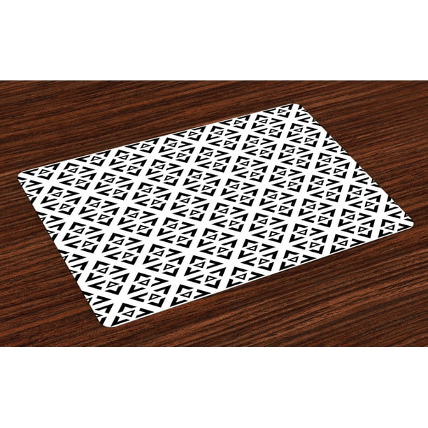 Black and White Placemats Set of 4 Abstract Art Style Modern Monochrome