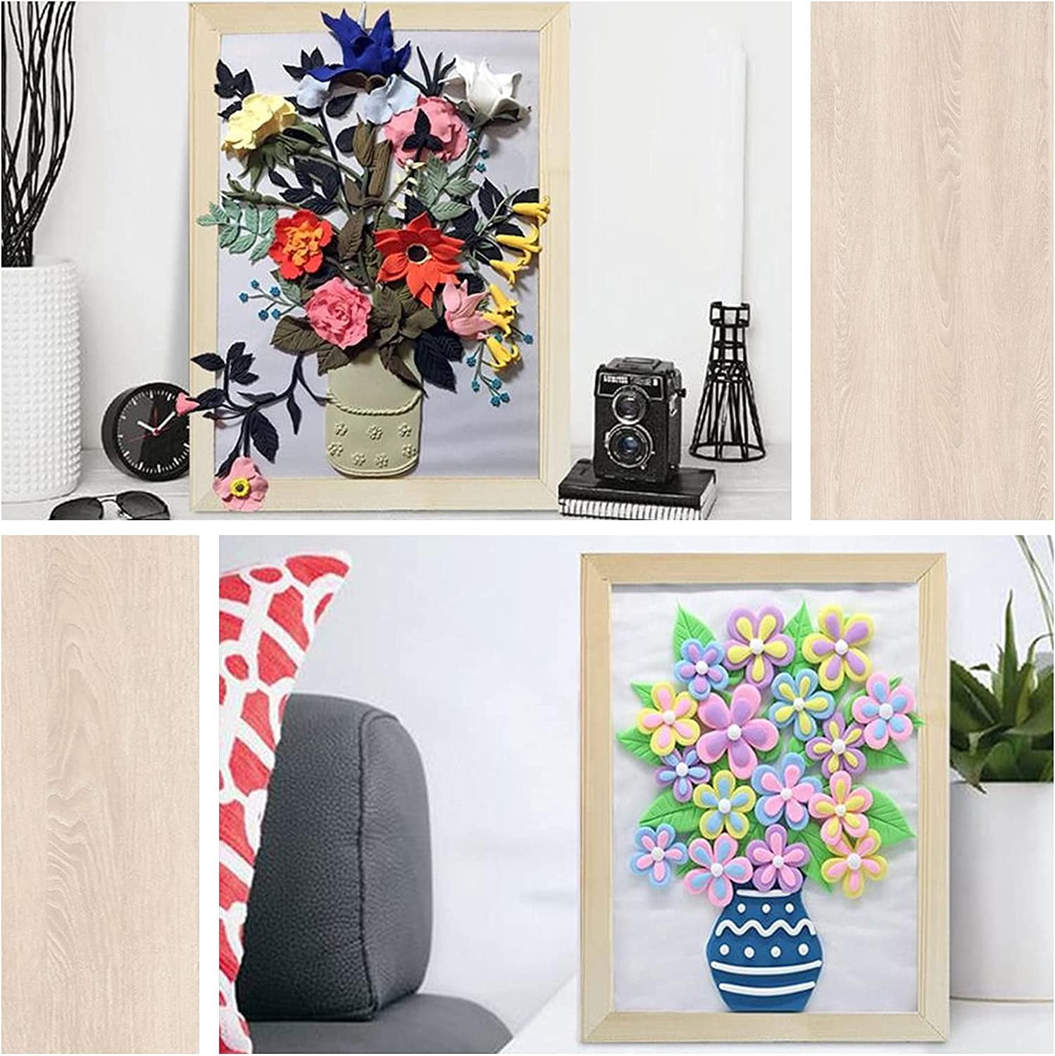 6pcs Wood Painting Canvas Panels Blank Drawing Boards for Oil & Acrylic Painting Rectangle BurlyWood 30x20x0.8cm Inner Diameter: 26.4x16.4cm
