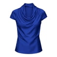 thumbnail image 4 of SDNall Women's Casual Tops Elegant Cowl Neck Short Sleeve V-Neck T-Shirt, Summer Blouse for Versatile Daily and Going Out Wear, 4 of 7