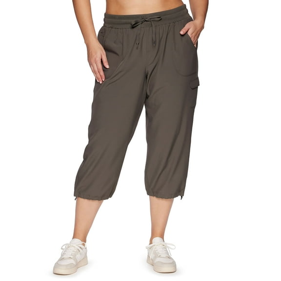 RBX Active Women's Plus Size Relaxed Lightweight Woven Cargo Capri Pant