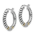 thumbnail image 2 of FB Jewels Sterling Silver w/14K Gold Diamond Hoop Earrings, 2 of 3