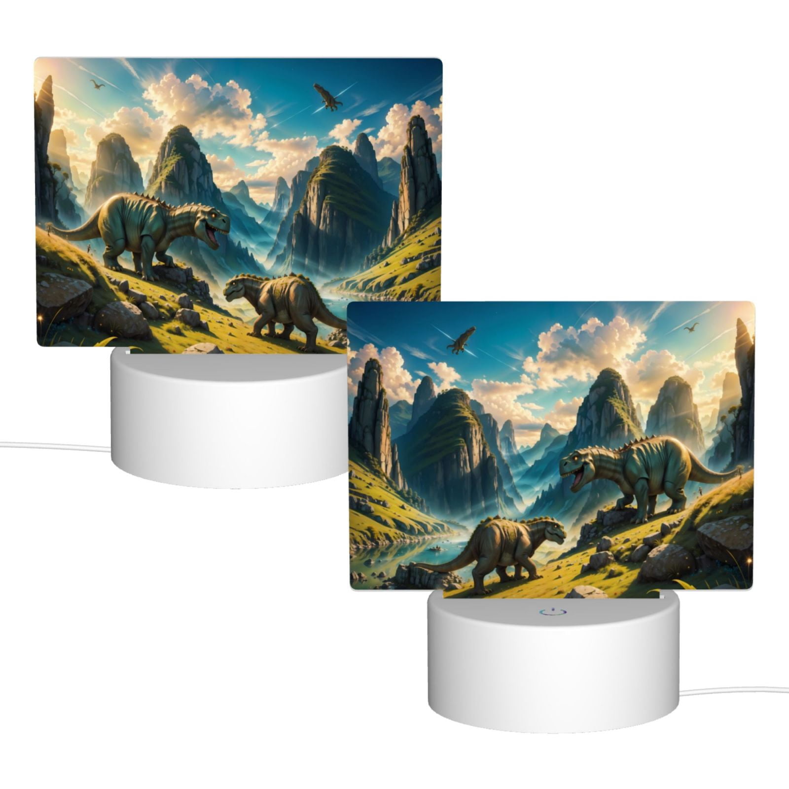 Kdxio Valley River Dinosaur Rectangular Acrylic Night Light Acrylic Sleep Night Light Friend Gifts for Birthday Gifts for Women Teens Boys Girls