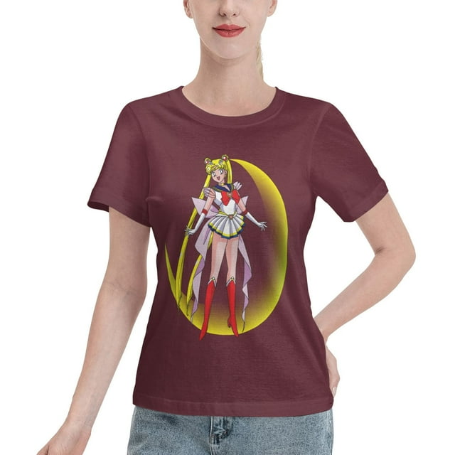 Women's Basic Short Sleeve T-Shirt Sailor Moon Tsuki Hare 04