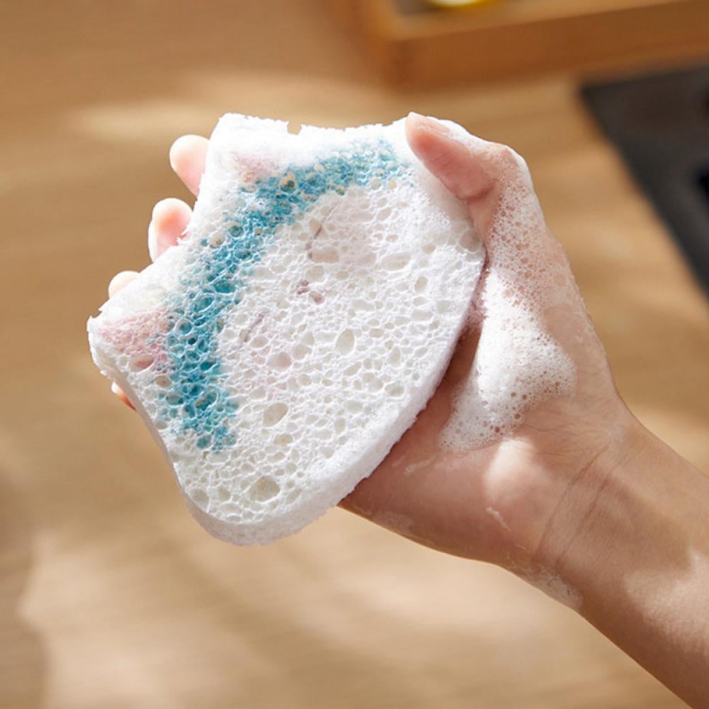 Cute Fruit-Shape Thickened Kitchen Sponge 4Pcs Dish Cleaning Sponges Multifunctional Wipe Decontamination Lightweight Cleaning Dishes Sponge Washing Dishes Kitchen Tool 