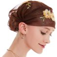 thumbnail image 1 of Coofit Turban Headwrap Embroidered Flower Elegant Soft Beanie Headwrap Hair Cover Wrap, 1 of 10
