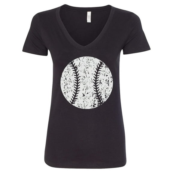 Inktastic Distressed Baseball in White Women's V-Neck T-Shirt