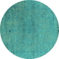 thumbnail image 1 of Ahgly Company Machine Washable Indoor Round Oriental Turquoise Blue Industrial Area Rugs, 5' Round, 1 of 4
