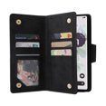 thumbnail image 6 of Allytech Google Pixel 7 Pro Wallet Case with Zipper Pocket, Luxury PU Leather Flip Cover with Card Slots & Wrist Strap, Shockproof Kickstand Magnetic Buckle Protective Case for Women Men, Black, 6 of 15