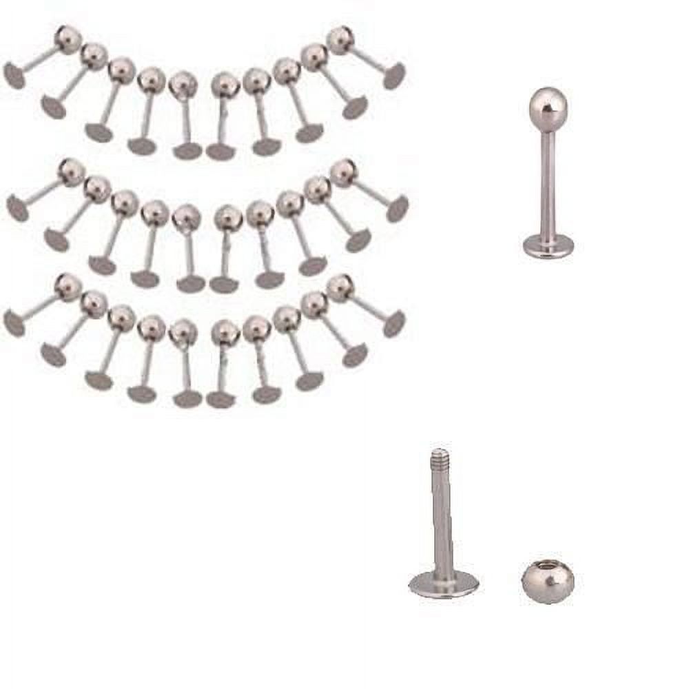 Ayyufe Pacl Of 10 Stainless Steel Tragus Ball Labrets Lip Chin Ring Bar Body Piercing Studs