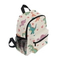 thumbnail image 2 of FORMRS School Backpack with Front Zippered Pocket 12" Elementary Student Travel Daypack, Beige Cartoon DinosaurPattern, 2 of 6