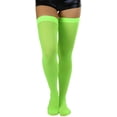 thumbnail image 4 of ToBeInStyle Women's Nylon Thigh High Schoolgirl Opaque Stockings Neon Green, 4 of 7