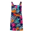 thumbnail image 3 of Pounoo Women's Rompers Square Neck Sleeveless Palm Leaf Print Casual Overalls Tropical Vacation Breezy Loose Wide Leg Jumpsuits Gift, 3 of 5