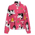 thumbnail image 5 of Jackets for Women Winter Coat Jackets Flannel Stand Collar Jacket(Cute Cats Birds Pink Floral Pattern,Size:S-4XL), 5 of 7